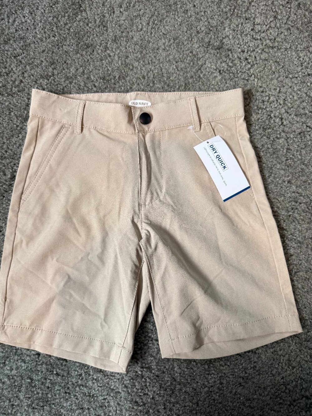 NWT Old Navy Boys Size 7 Khaki Dry-Quick Tech Flat-Front Shorts